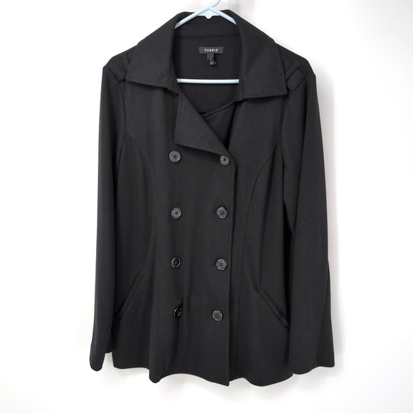 torrid Jackets & Blazers - Torrid Pea Coat Black Double Breasted Knit Jacket Women's Plus Size 1 1X